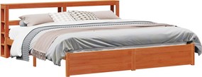 vidaXL Ágykeret fejtámlával Faggyú barna 200 x 200 cm Tömör fenyőfa