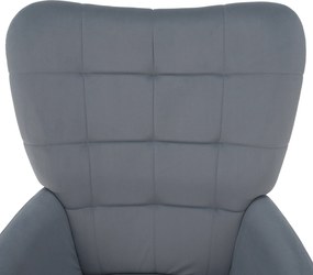 Fotel lábtartóval, szürke Velvet szövet/fekete, HABEN