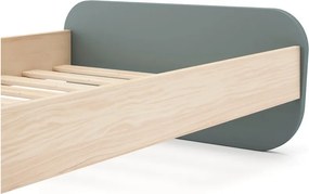 Szürkészöld gyerekágy ágyráccsal, borovi fenyő dekorral 90x190 cm Esteban – Marckeric