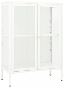 fehér acél és üveg tálalószekrény 75 x 35 x 105 cm