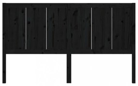 fekete tömör fenyőfa ágyfejtámla 205,5 x 4 x 100 cm