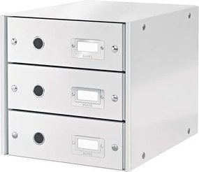 Irattároló, laminált karton, 3 fiókos, LEITZ Click&Store, fehér (E60480001)