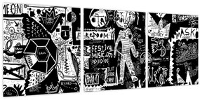 Kép - Graffiti (órával) (90x30 cm)