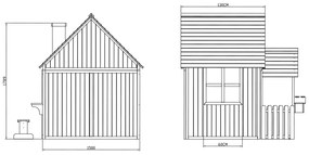 Fából készült kerti ház paddal, verandával és postaládával, BULEN