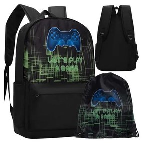 Gamer hátizsák, iskolatáska, ergonomikus kialakítás, 22 literes, ajándék tornazsákkal