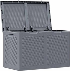 vidaXL szürke PP rattan kerti tárolóláda 180 L