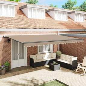 Behúzható napellenző Bézs 500 × 300 cm Poliészter és acél