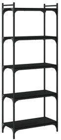 5 szintes fekete szerelt fa könyvespolc 60 x 30 x 154 cm