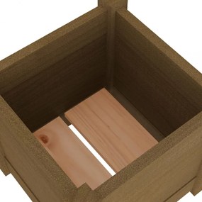 mézbarna tömör fenyőfa kerti virágtartó 31 x 31 x 31 cm