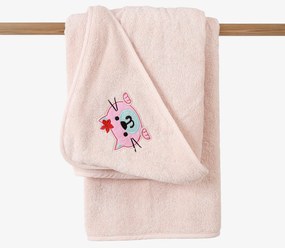 Goldea gyermek frottír fördőlepedő csuklyás - cicuka világos rózsaszínen 100 x 100 cm