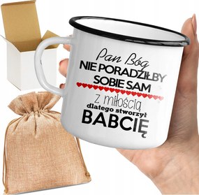 Bögre_emalinozott Nyomott Mintával Isten Teremtette A Nagymamákat Szuper Ajándék A Nagymamának