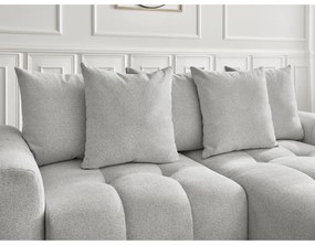 Világosszürke zsenília kinyitható-tárolóhelyes sarokkanapé (jobb oldali-heverő résszel) Roxelane – Bobochic Paris