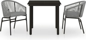 vidaXL 3 részes szürke kerti étkezőgarnitúra