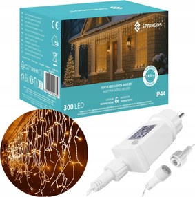 Jégcsap Fényfüggöny Lámpa 300LED Karácsonyi Funkciók Meleg Fehér Vastag