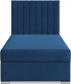 Agen egyszemélyes ágy, bársony, ágyneműtartóval, kék