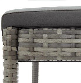 3 részes szürke tömör akácfa és polyrattan kerti bárszett