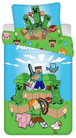 Jerry Fabrics Minecraft Outdoor Mobs pamut ágyneműhuzat, 140 x 200 cm, 70 x 90 cm