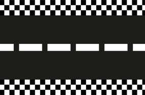 Flizelin Futópad Versenypálya 40cm/5m Fehér-fekete