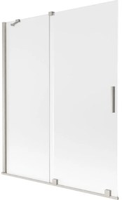Mexen Velar, 2 szárnyas eltolható kádparaván 140 x 150 cm, 8 mm-es mattüveg, csiszolt acél, 896-140-000-31-97
