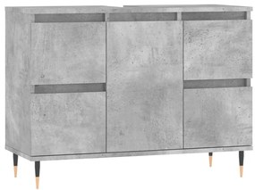Betonszürke szerelt fa fürdőszobaszekrény 80 x 33 x 60 cm
