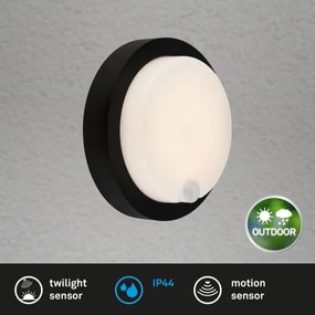 Brilo - LED újratölthető kültéri fali lámpa érzékelővel LED/4W/5V 4400 mAh IP44 fekete