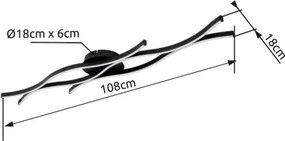 Globo 67206D Mennyezeti lámpa könnyűfém fekete matt, műanyag fehér, alumínium fekete matt, HxSzxM.: 1080x180x60mm, LED 35W 230V, 3610lm forrás, 1220lm kimenet, 3000K