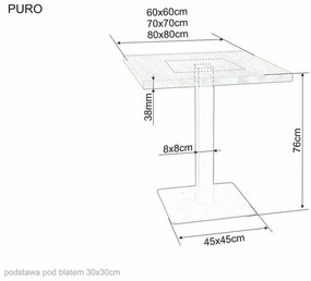 Fekete étkezőasztal tölgy dekor asztallappal PURO 70x70