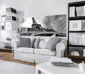 Háttérkép Eiffel-torony Párizs fekete-fehér 250x104 Franciaország építészet +ragasztó