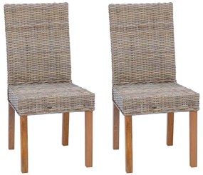 Étkezőszék 2 pcs Kubu Szürke 45 x 54 x 93 cm Tömör Mahagóni Fa