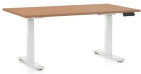 Állítható magasságú asztal OfficeTech C, 140 x 80 cm, fehér alap, bükkfa
