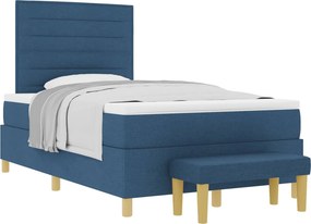 vidaXL Boxrugós ágy matracmal fejtámlával Kék 120 x 200 cm szövet