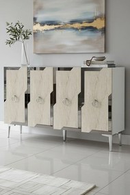 Seza komód, fehér-travertin, 120 cm – TR555CHM1546