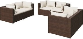 vidaXL 6 részes barna polyrattan kerti ülőgarnitúra párnákkal