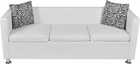 Fehér 3 személyes és 2 személyes karfás műbőr kanapészett