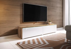 MENDES D 140 TV asztal, 140x30x32, tölgy wotan/fehér fényes