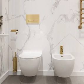 Rea Carter Rimless, falra akasztható wc csésze 490x370x325 mm + wc ülőke, fehér fényes, REA-C1400