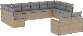 vidaXL 12 részes bézs polyrattan kerti ülőgarnitúra párnákkal