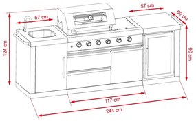 Avenberg TRINITY Kerti konyha grillel és hűtőszekrénnyel