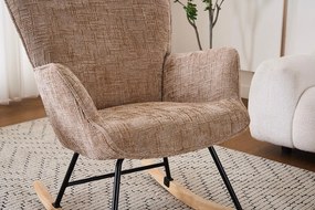 Hintaszék, relaxációs szék kordbársony kárpitozással, bézs-khaki színű