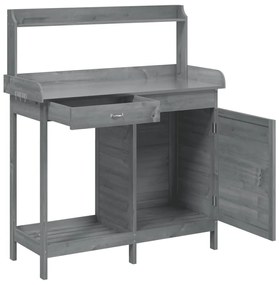 szürke tömör fenyőfa ültetőasztal szekrénnyel 110,5x45x124,5 cm