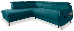 Türkiz bársony kinyitható sarokkanapé (bal oldali) Sweet Harmony – Miuform
