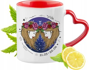 Zodiákus Piros Bögre Szív Alakú Füllel Ajándék