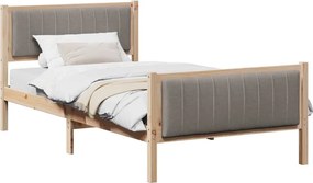 vidaXL Ágykeret fejtámlával Barna és taupe 100 x 200 cm Tömör fenyőfa