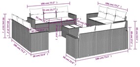 vidaXL 13 részes bézs polyrattan kerti ülőgarnitúra párnákkal