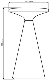 PAROS LED asztali lámpa, 1,8W, 5V USB, 1800 mAh, IP44, fekete, dimmelhető