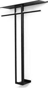 Fekete acél fali fogas polccal 100 cm Luno Large – Spinder Design