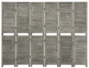 Szürke 6 paneles tömör faparaván 214 x 166 cm