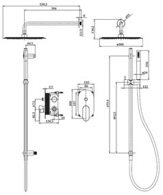 Cersanit S952-009 - CREA fekete beépíthető zuhanyszett