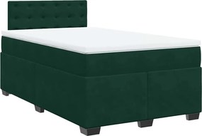 vidaXL sötétzöld bársony rugós ágy matraccal 120 x 200 cm