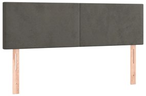 sötétszürke bársony rugós ágy matraccal 140x200 cm